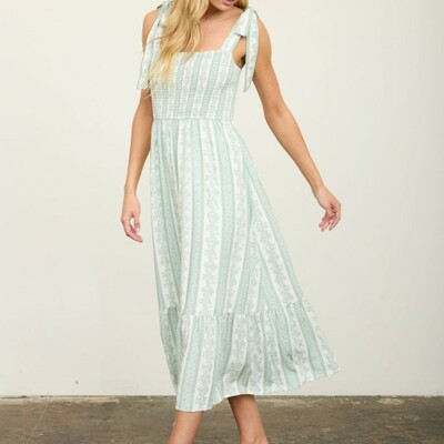 Floral stripe midi dress