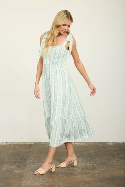Floral Stripe Midi Dress