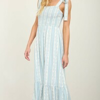 Floral Stripe Midi Dress - Thumbnail 5