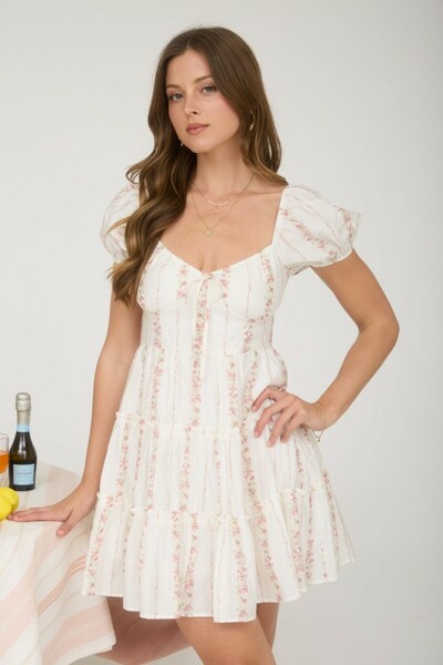 Stripe Floral Pattern Dress