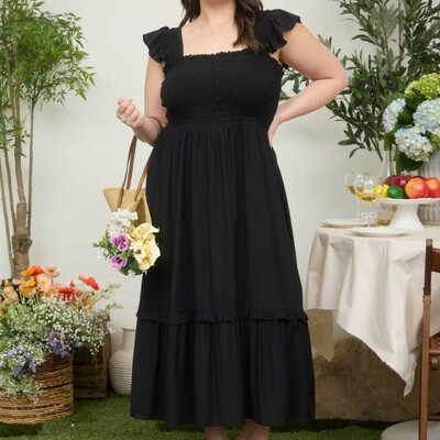 Plus button detail midi dress