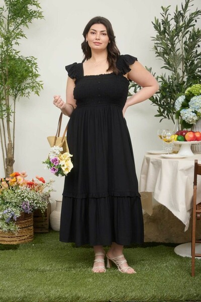 Plus Button Detail Midi Dress