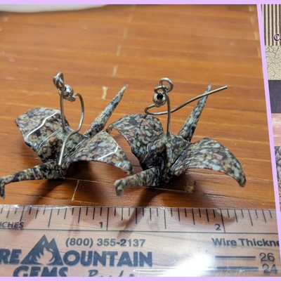 Origami crane earrings - textures set