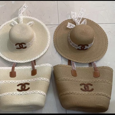 Elegant straw beach tote & sun hat set – summer vacation essential