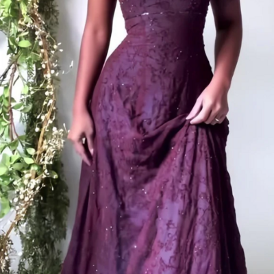 Vintage halter purple lace prom dresses formal evening dresses