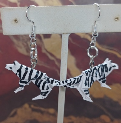 Origami Tiger earrings: Vibrant White