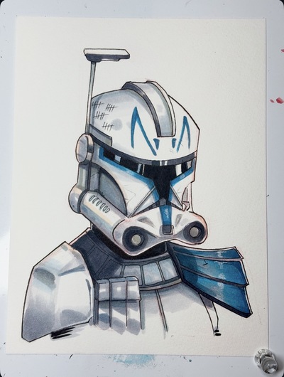 Captain Rex Star Wars Day Sketch Original Art