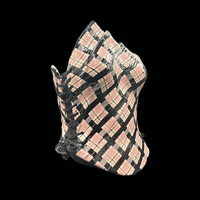 Folded Pink Plaid 3 piece wearable ceramic corset by: Nicole Moan  - Thumbnail 1