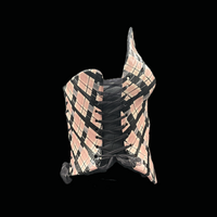Folded Pink Plaid 3 piece wearable ceramic corset by: Nicole Moan  - Thumbnail 2