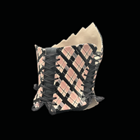 Folded Pink Plaid 3 piece wearable ceramic corset by: Nicole Moan  - Thumbnail 3