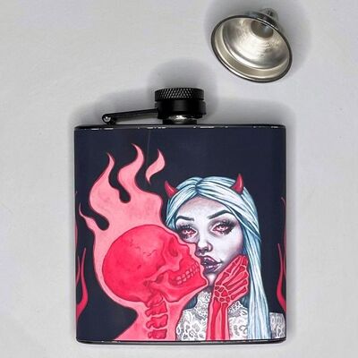 6 oz stainless steel flask 'danse macabre'