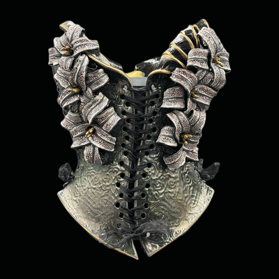 Black lilies 4 piece wearable ceramic corset by: nicole moan 