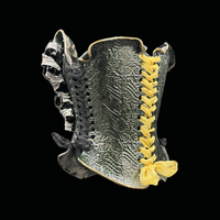 Black Lilies 4 piece wearable ceramic corset by: Nicole Moan  - Thumbnail 5