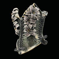 Black Lilies 4 piece wearable ceramic corset by: Nicole Moan  - Thumbnail 7
