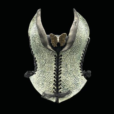 Windswept wearable ceramic corset by: nicole moan
