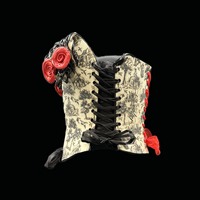 Black and White Willow with red roses wearable ceramic corset by: Nicole Moan - Thumbnail 2