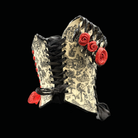 Black and White Willow with red roses wearable ceramic corset by: Nicole Moan - Thumbnail 6