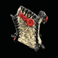 Black and White Willow with red roses wearable ceramic corset by: Nicole Moan - Thumbnail 7