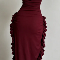 Sheath Strapless Black Satin Formal Evening Dress Birthday Outfits - Thumbnail 1