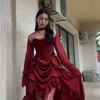 Elegant high low burgundy satin prom dress party dress with sleeves