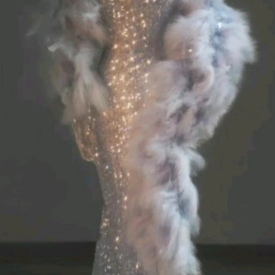 Sweetheart mermaid silver evening dress prom dress with feather cape
