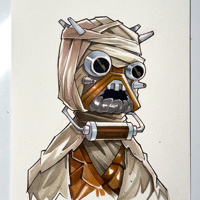 Tusken raider star wars day sketch original art