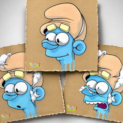 Set of 3 paintings by dhani barragan "the smurson” 