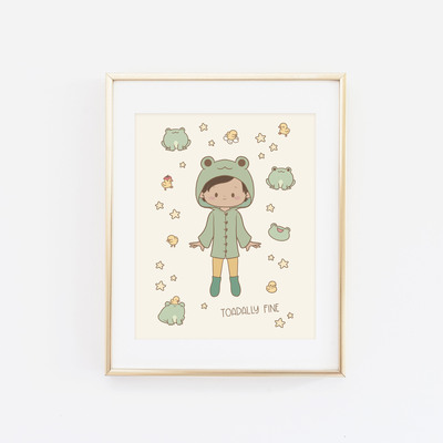 Rain and their frog friend print