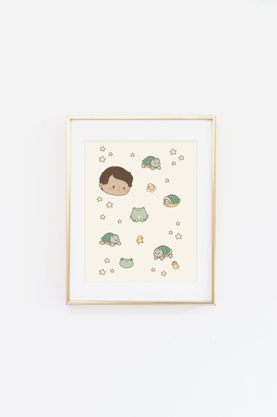  Rain and their Turtle Friend Print