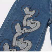 Heart-shaped cutout wide-leg denim pants - Thumbnail 5
