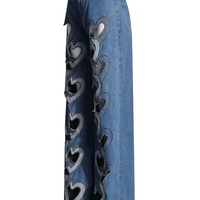 Heart-shaped cutout wide-leg denim pants - Thumbnail 2
