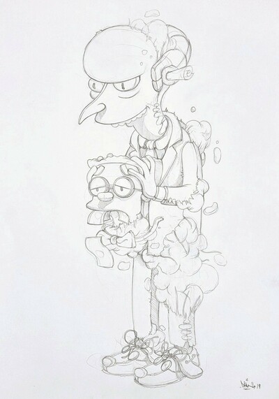 Sketch Drawing by Dhani Barragan "Deconstructed Burns" 