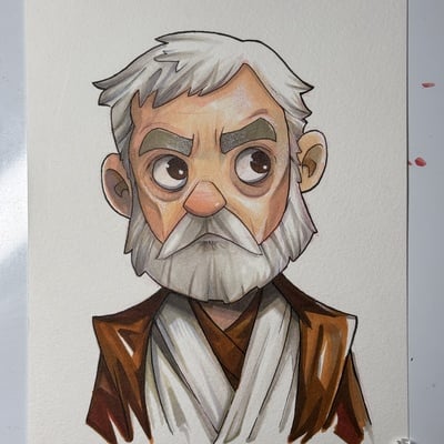 Old ben star wars day sketch original art