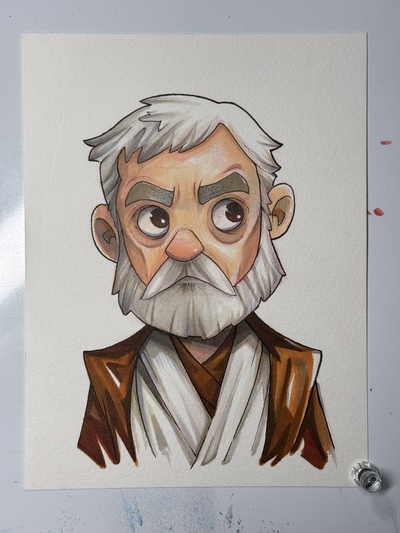 Old Ben Star Wars Day Sketch Original Art