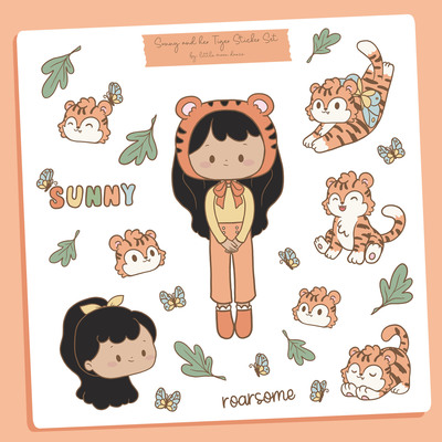 Sunny and her tiger mini sticker sheet