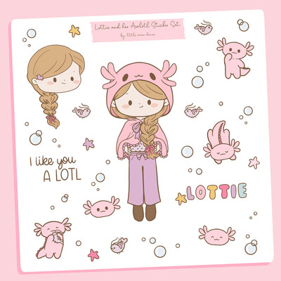 Lottie and her axolotl mini sticker sheet