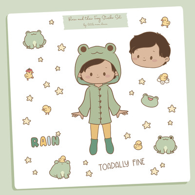 Rain and their frog mini sticker sheet