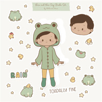 Rain and their Frog Mini Sticker Sheet - Thumbnail 1