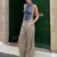 Hologram Ombre Gradient Sleeveless Crop Top Vest - Thumbnail 3