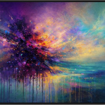 Vibrant abstract color burst wall art print 36x24
