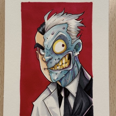 Two-face sketch original art