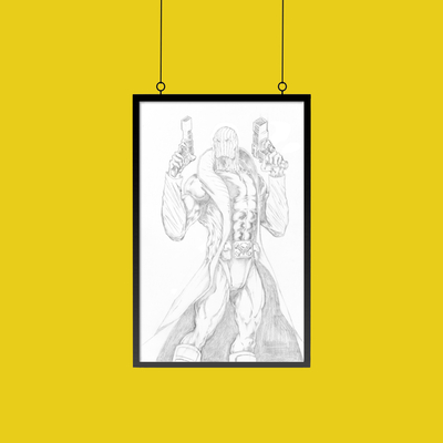 Skull Man 11x17 Pencil