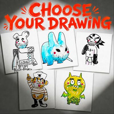 Judas arrieta original drawings—choose your favorite art toy ii