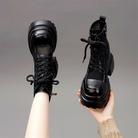 Women's Spring/Summer Thin Breathable Mesh Short Boots New Genuine Leather Hollow Out Cold Weather Boots 12cm - Thumbnail 1