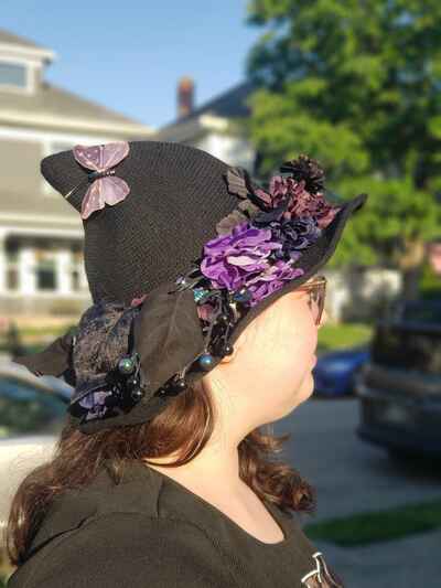 Iridescent Butterflies Floral Hat