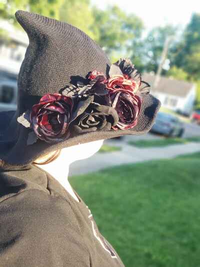 Crimson Veil Floral Hat