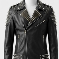 ジャケット・アウター opium darkwear punk studs riders jacket Crafted Leather Handmade Men's Studded Black Leather Punk Style