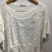 Tsumori Chisato white cat flower and mesh big tee - Thumbnail 1