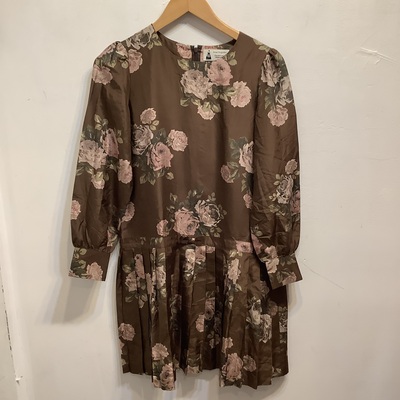 Leur logette brown roses silk dress 