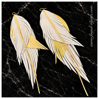 9”  “angel” earrings - white